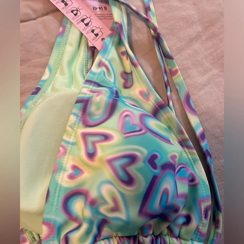 Wild fable heart patterned swim bra size small adjustable S